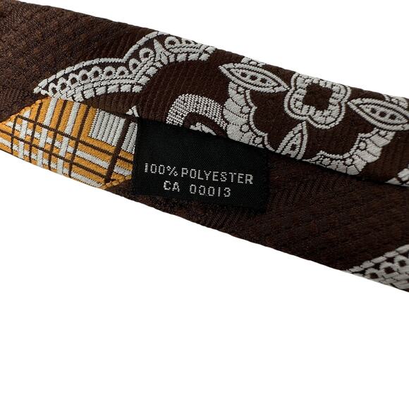 Vintage Christian Dior Necktie Mens One Size Brown Orange Cream Stripe Print - Picture 6 of 6